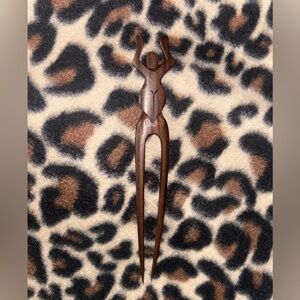 Carved Wooden Goddess Hair Prongs